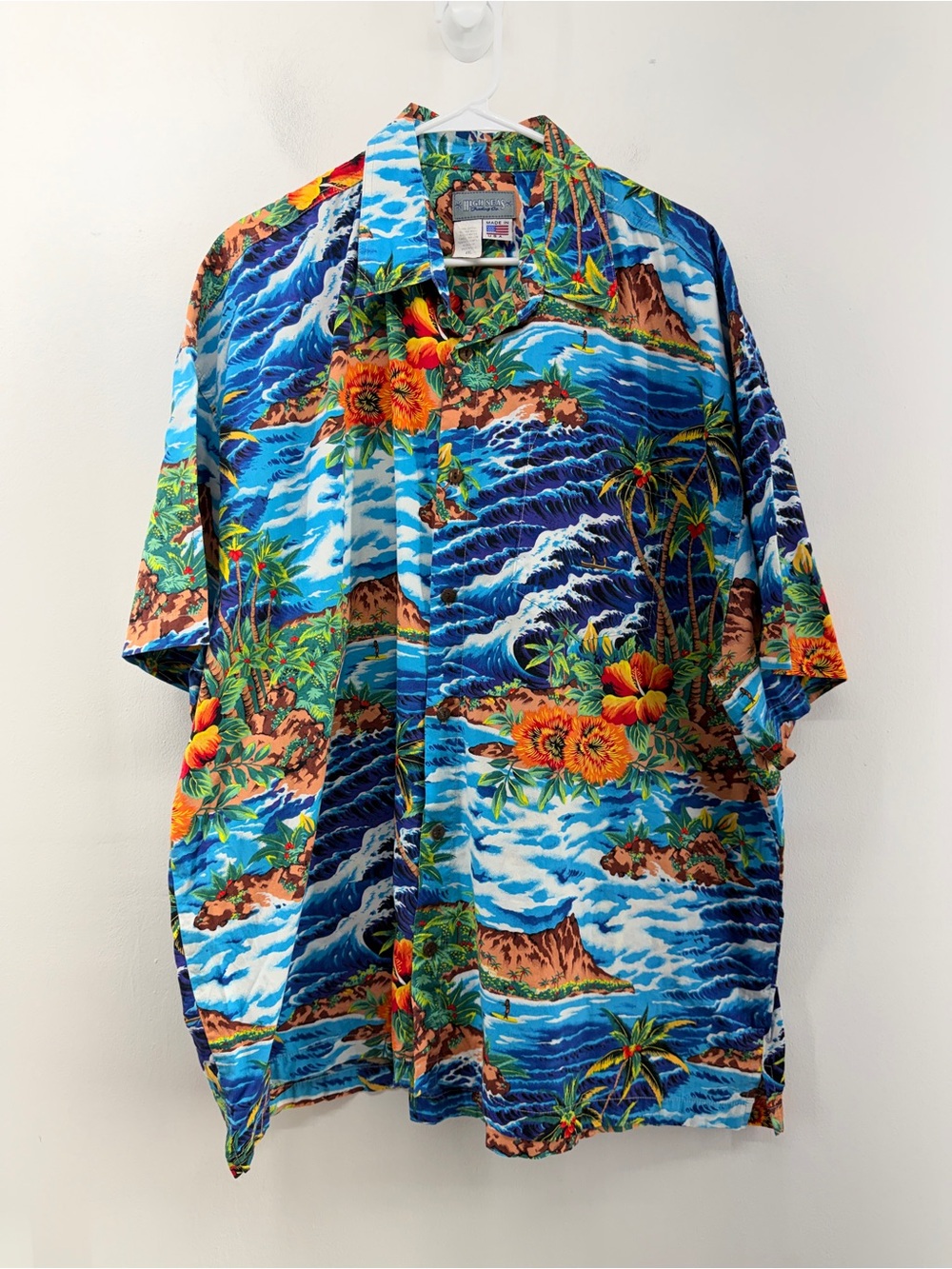 High Seas Trading Co Men's Collared Multicolor Hawaiian Shirt Size 4X